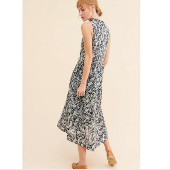 NWT Anthropologie Maeve Floral Maxi Black White Dress Small - Picture 3 of 7
